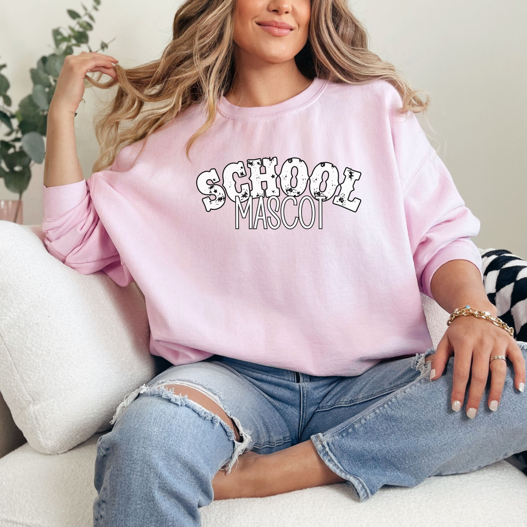 Personalized School Mascot Sweatshirt – Distressed Rustic Font