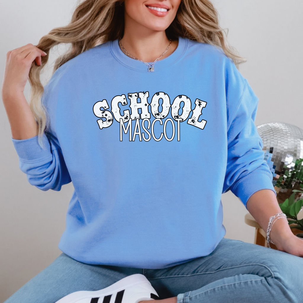 Personalized School Mascot Sweatshirt – Distressed Rustic Font