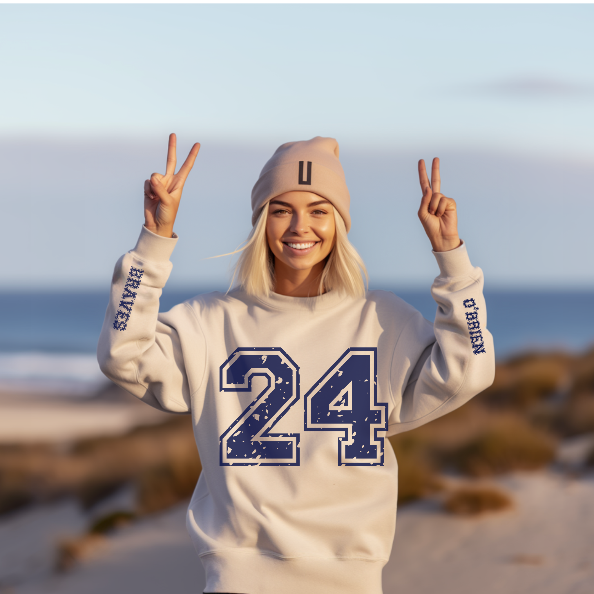 Personalized Varsity Number Sweatshirt – Custom Letters, Names & Colors