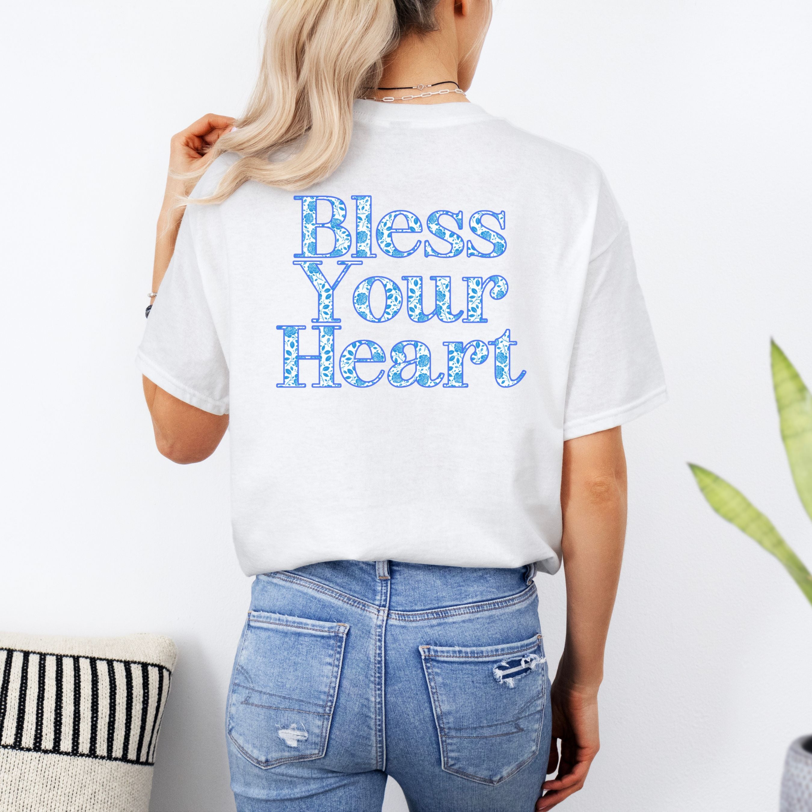 Bless Your Heart T-Shirt | Blue Chinoiserie Southern Saying