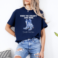 When You Couldn't Care More, I Couldn't Care Less T-Shirt, Blue Cowgirl Boots Graphic Tee, Sassy Boho Shirt