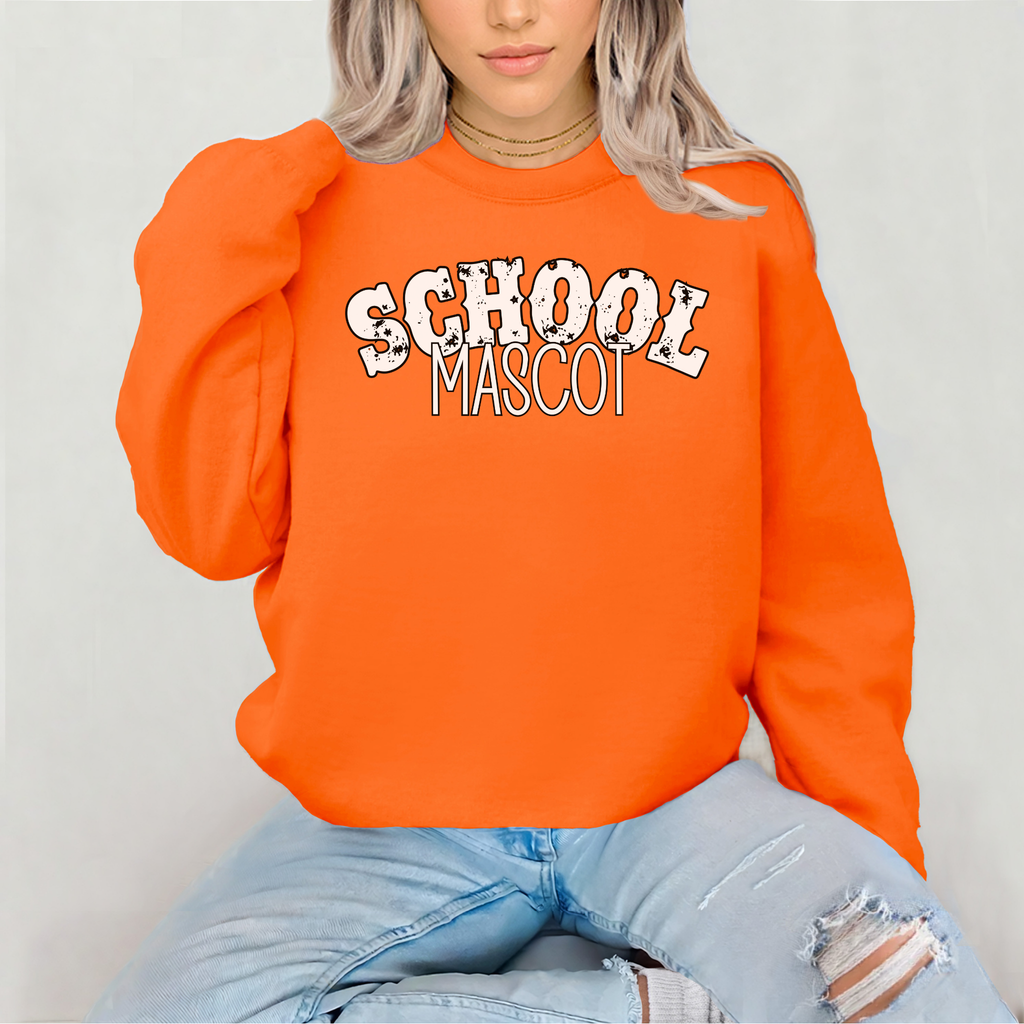 Personalized School Mascot Sweatshirt – Distressed Rustic Font