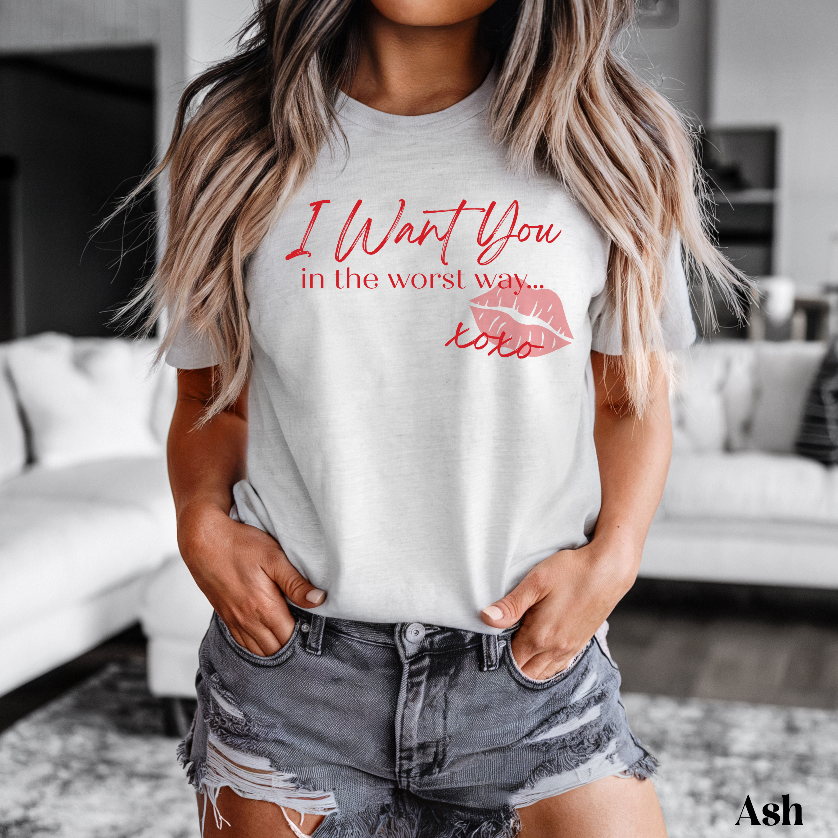 I Want You in the Worst Way Graphic Tee | Flirty XOXO Lip Print Shirt