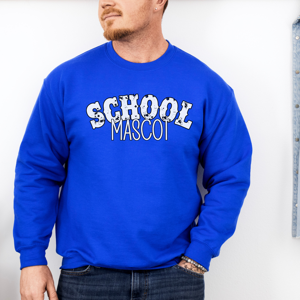Personalized School Mascot Sweatshirt – Distressed Rustic Font