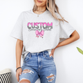 Custom Mascot Bow Tee | Coquette School Spirit Shirt, Trendy Checkered Graphic Tee
