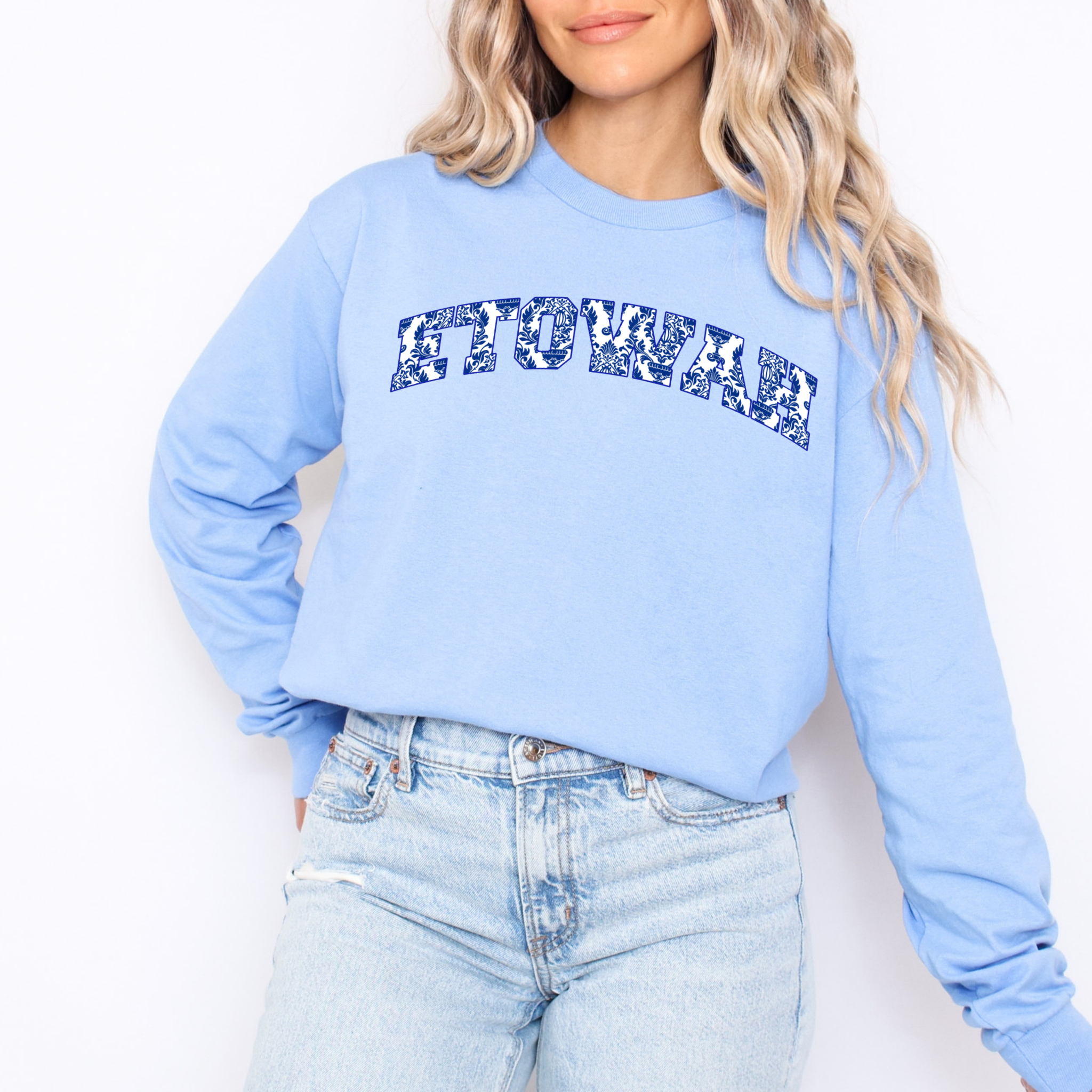 Personalized Blue Chinoiserie Shirt – Custom School or Team Name