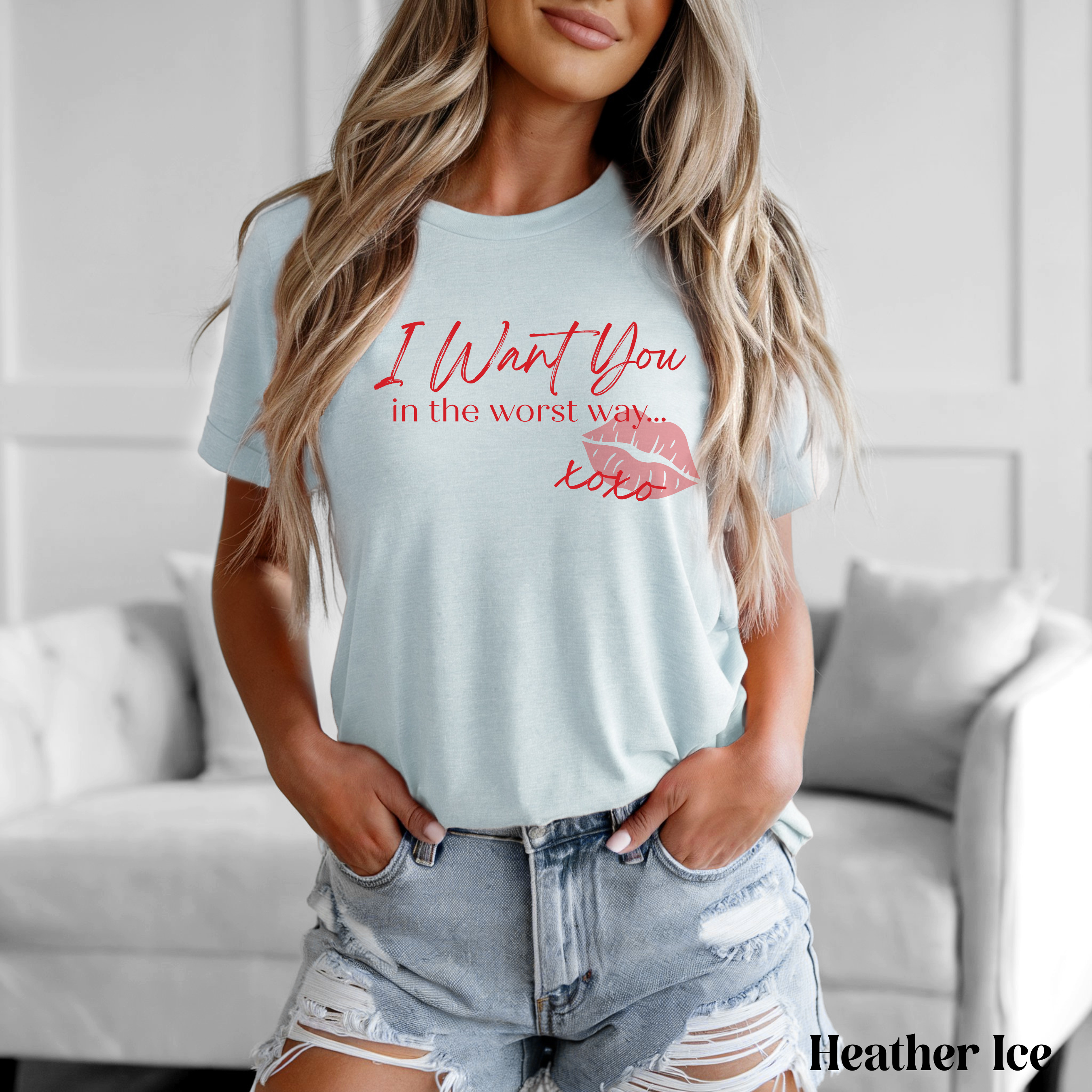 I Want You in the Worst Way Graphic Tee | Flirty XOXO Lip Print Shirt
