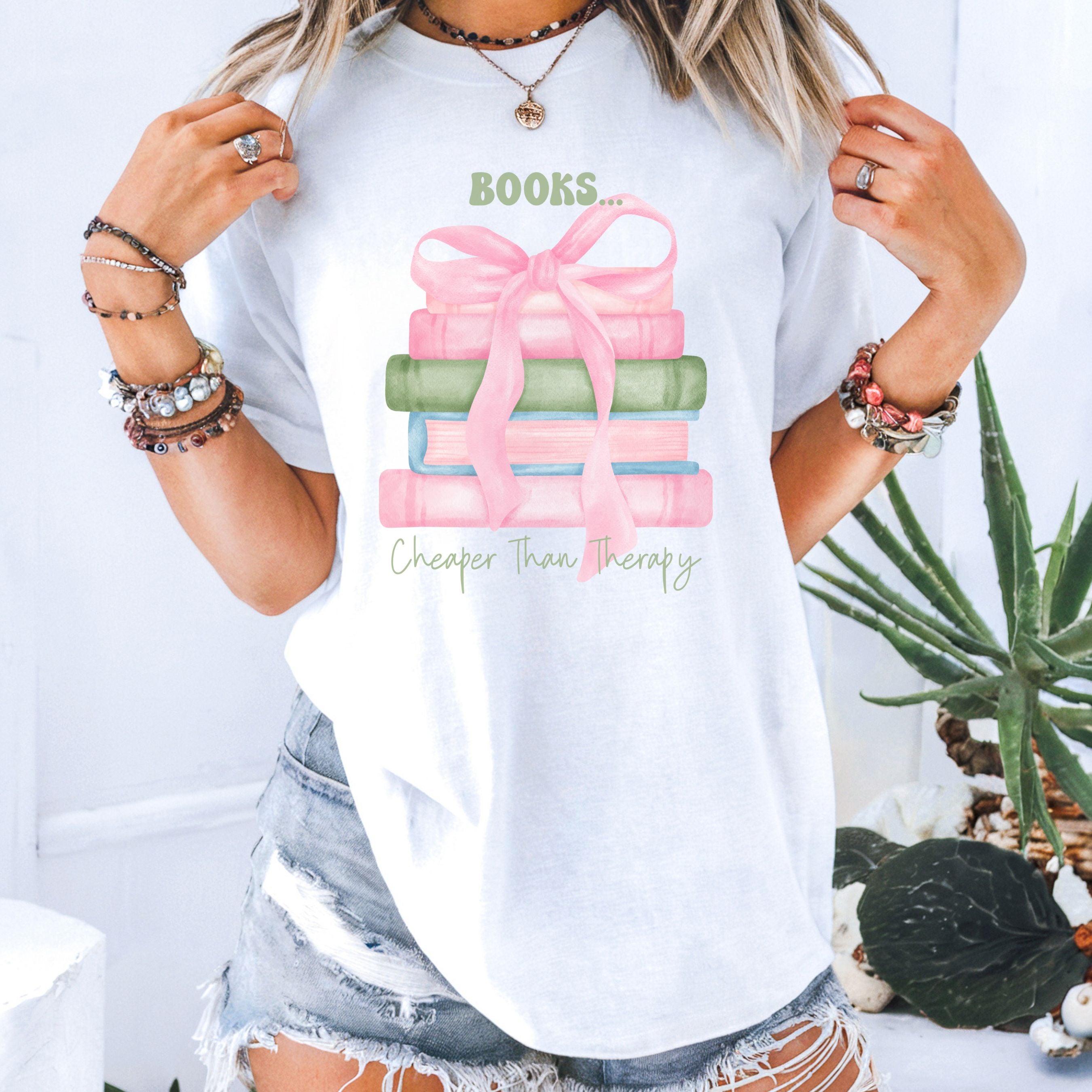 Book Lover T-Shirt – Cheaper Than Therapy Reading Tee