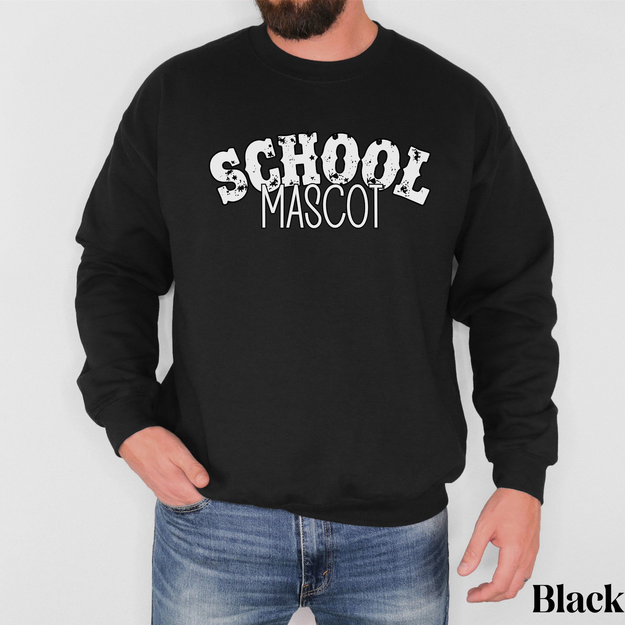 Personalized School Mascot Sweatshirt – Distressed Rustic Font