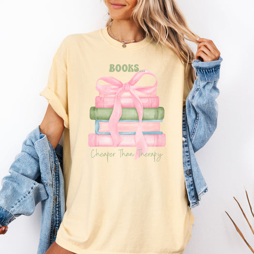 Book Lover T-Shirt – Cheaper Than Therapy Reading Tee