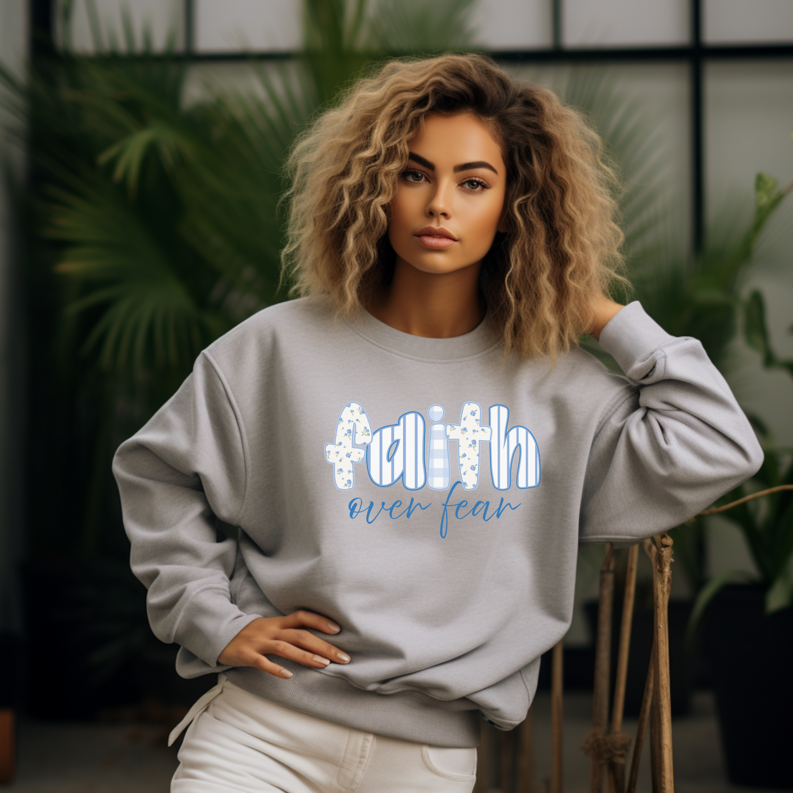 Faith Over Fear Sweatshirt – Cozy Inspirational Graphic Crewneck