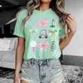 Coquette Golf Icons Tee – Pink Bow & Golf Girl Graphic T-Shirt