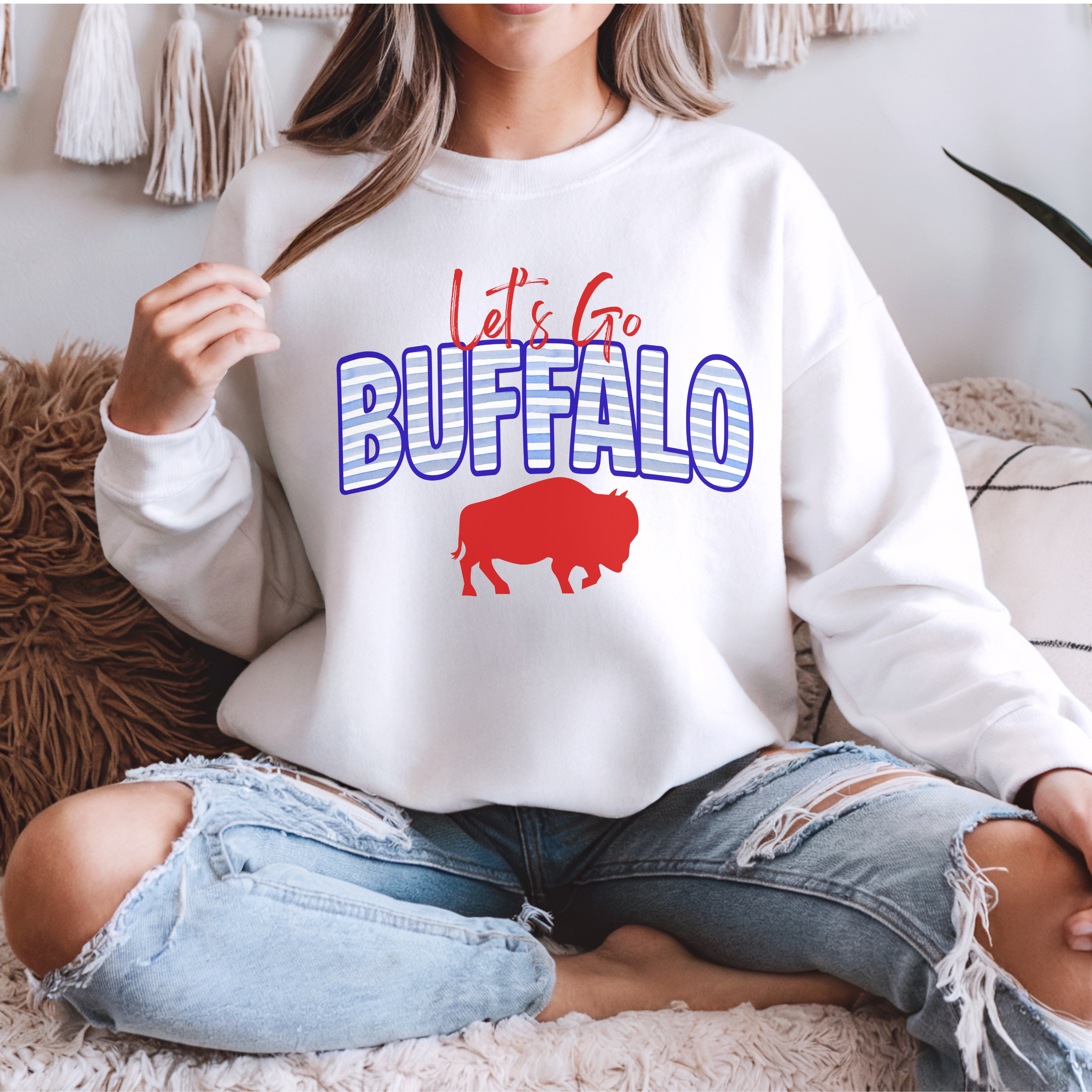 Lets Go Buffalo Sweatshirt, Cozy Game Day Crewneck, Buffalo Vibes Apparel