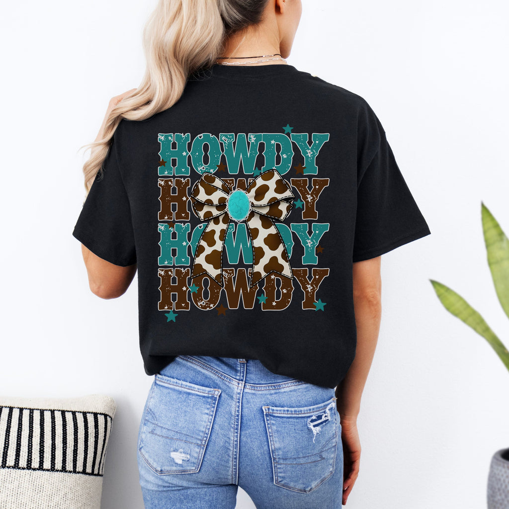 Howdy Howdy Howdy Graphic Tee | Cowhide & Turquoise Western Shirt